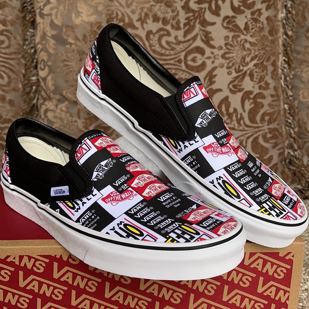 Vans Classic Slip On Label Mix Black/True White WM - Picture 8 of 16